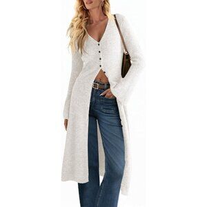 Womens Long Cardigan Sweaters Oversized Bell Sleeve Open Front Button Down Casua